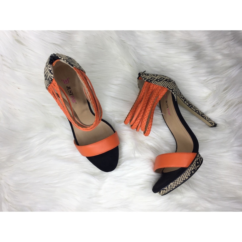 JustFab Aztec Print Strappy Heels